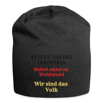 Rettet unseren Wohlstand Rettet unsere Industrie. - Jersey-Beanie - Schwarz - Vorne
