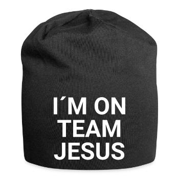 Don chrétien Je fais partie de l’équipe Jésus - Bonnet en jersey - noir - Devant