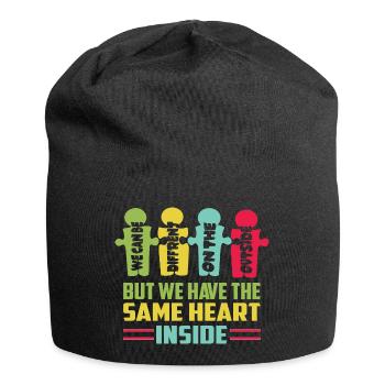 Alle haben das gleiche Herz - Jersey-Beanie - Schwarz - Vorne