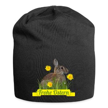 Frohe Ostern Osterhase - Jersey-Beanie - Schwarz - Vorne