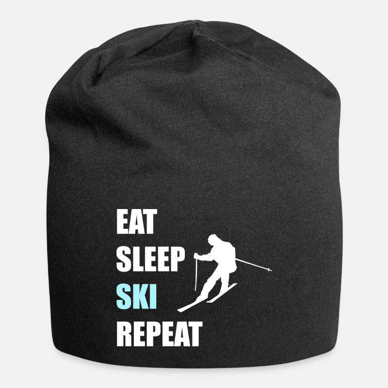 Eat Sleep Ski Repeat - Jersey-Beanie - Schwarz