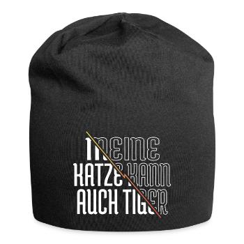 streunerkatze geek tier raubkatze falbkatze katze - Jersey-Beanie - Schwarz - Vorne