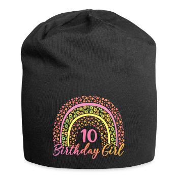10 ans 10th Birthday Girl Kids Cute Rainbow - Bonnet en jersey - noir - Devant