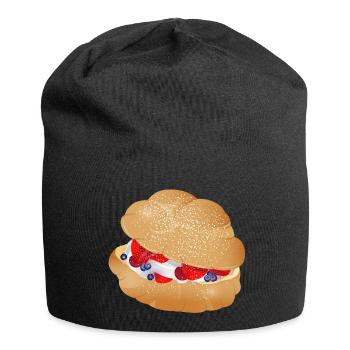 Cream puff stuffed with cream and berries - Jersey Beanie - black - Front