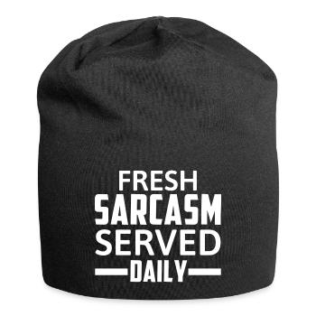 Fresh Sarcasm Served Daily Lustiger Spruch - Jersey-Beanie - Schwarz - Vorne