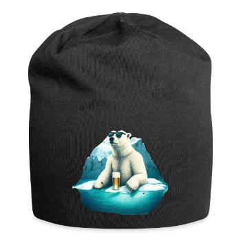 Ours polaire cool avec bière et lunettes de soleil - Bonnet en jersey - noir - Devant