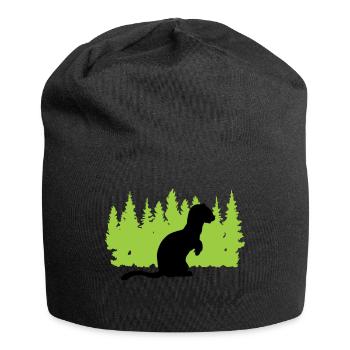 Flinkes Wiesel "Immer Wieselflink unterwegs" - Jersey-Beanie - Schwarz - Vorne
