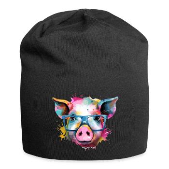 Jim the pig - Jersey Beanie - black - Front
