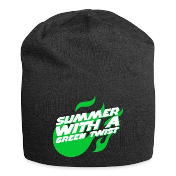 Sommer mit ökologischem Touch, grüne Ferien - Jersey-Beanie - Anthrazit - Vorne