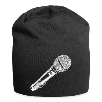 Mikrofon Hand gezeichnet - Jersey-Beanie - Schwarz - Vorne