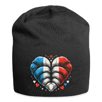 Französische Croissant Kunst - Lustiges Geschenk - Jersey-Beanie - Schwarz - Vorne