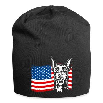 Dobermann Amerika Fahne Hunde Dobie Wilsigns - Jersey-Beanie - Schwarz - Vorne
