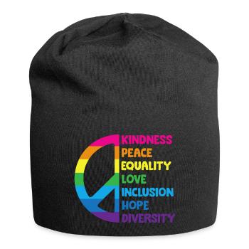 Bienveillance, Paix, Egalité, Amour, Inclusion, Espoir - Bonnet en jersey - noir - Devant