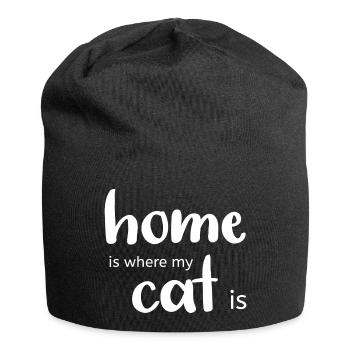 Zuhause ist, wo meine Katze ist - Jersey-Beanie - Schwarz - Vorne
