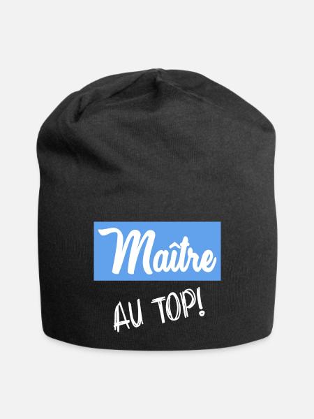 MAÎTRE. MAITRE. MERCI. MERCI MAÎTRE - Bonnet en jersey - noir
