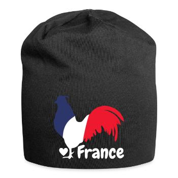 Coq français bleu blanc rouge - Bonnet en jersey - noir - Devant