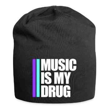 Music is my Drug Medicine Saying Music Drug Party - Jersey Beanie - black - Front