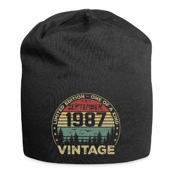 September 1987 Vintage 1987 Birthday Gift - Jersey Beanie - black - Front