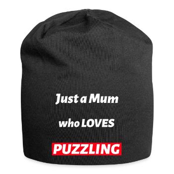 Just a mum who loves puzzling Puzzle design - Jersey Beanie - black - Front