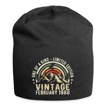 Anniversaire - février Cadeau Vintage février 1988 - Bonnet en jersey - noir - Devant