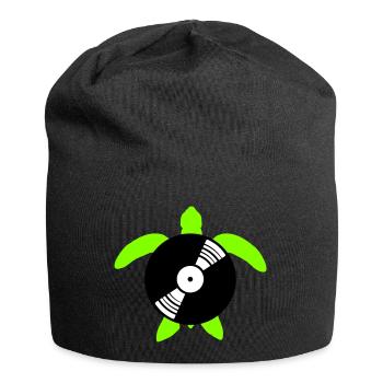 Water Turtle Vinyl Record Music DJ Club - Jersey Beanie - black - Front