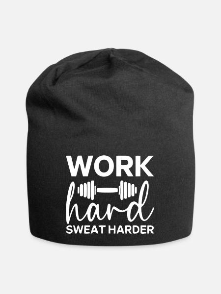 Handschriftliches Design für motivierende Fitness - Jersey-Beanie - Schwarz