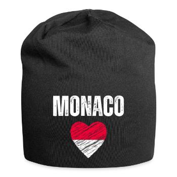 J’aime Monaco, drapeau de Monaco - Bonnet en jersey - noir - Devant