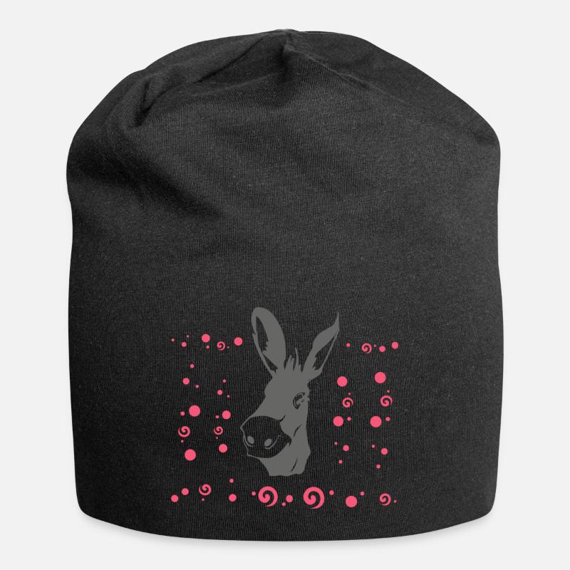 Gray Cute Donkey - Jersey Beanie - black
