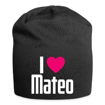 I Love Mateo Pinkes Herz Ich liebe Mateo - Jersey-Beanie - Schwarz - Vorne
