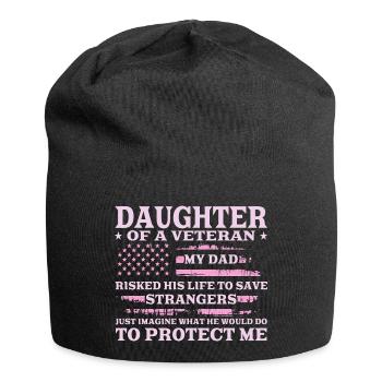Daughter of a Veteran US Flag Pink Design - Jersey Beanie - black - Front