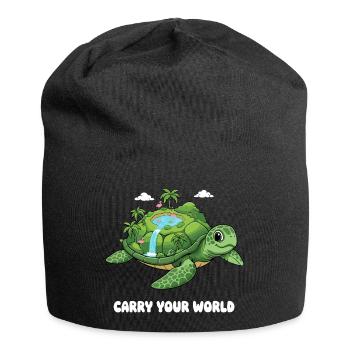 Island turtle with waterfall - Jersey Beanie - black - Front