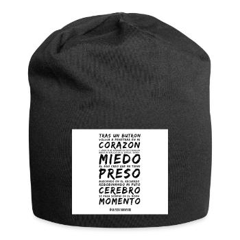 Herz und Angst im Vers - Jersey-Beanie - Schwarz - Vorne