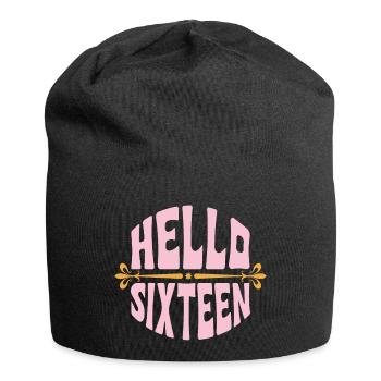Bonjour seize anniversaires rétro pink - Bonnet en jersey - noir - Devant