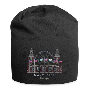 Chicago, Navy Pier Hand Drawn - Jersey Beanie - black - Front