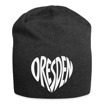 Dresden Herz Schriftzug - Jersey-Beanie - Anthrazit - Vorne