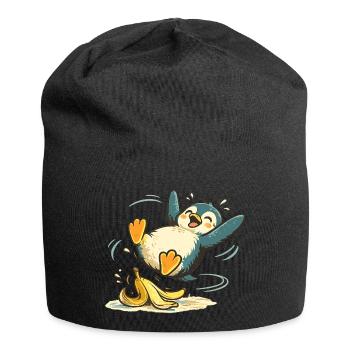 Penguin Jumping Banana - Jersey Beanie - black - Front