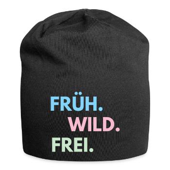 Früh Wild Frei – Frühlingsfest Festival Outfit - Jersey-Beanie - Schwarz - Vorne