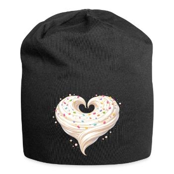 Sahne Herz Backen Süßes Design - Jersey-Beanie - Schwarz - Vorne
