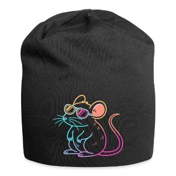 Regenbogenratten-Neonbrille - Jersey-Beanie - Schwarz - Vorne