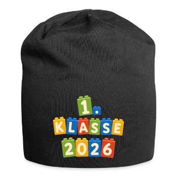 1 Klasse 2026 – Bunte Bausteine - Jersey-Beanie - Schwarz - Vorne