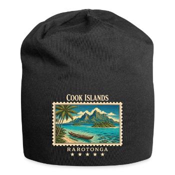 Marque de voyage vintage Rarotonga des Îles Cook - Bonnet en jersey - noir - Devant