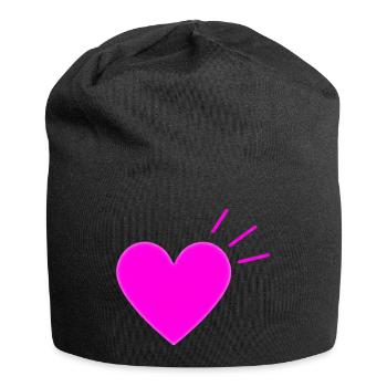 Bright Pink Heart | Modern Love Graphic - Jersey-Beanie - Schwarz - Vorne
