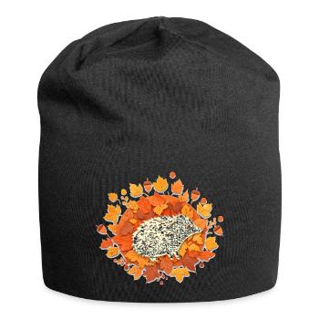 Autumn leaf hedgehog - Jersey Beanie - black - Front