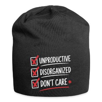 Unproductive Disorganized Don't Care List Fun - Jersey Beanie - black - Front