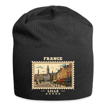 France Lille Vintage Travel Brand - Jersey Beanie - black - Front