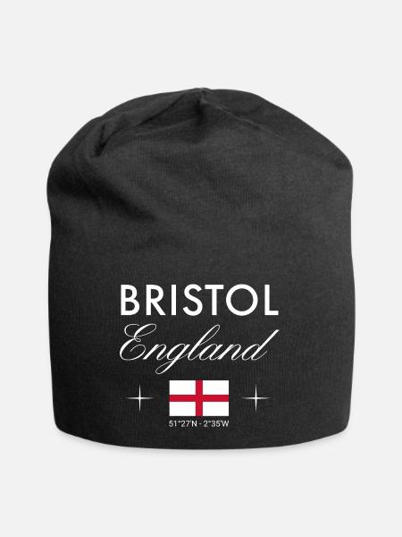 Bristol England Koordinaten Reise Souvenir - Jersey-Beanie - Schwarz