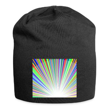 Leuchtendes Regenbogen-Sonnenstrahlmuster - Jersey-Beanie - Schwarz - Vorne