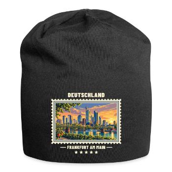 Deutschland Frankfurt am Main Vintage Reisemarke - Jersey-Beanie - Schwarz - Vorne
