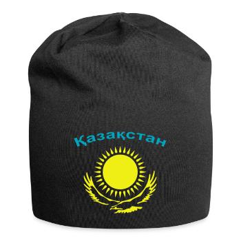 Kasachstan 2-farbig - Jersey-Beanie - Schwarz - Vorne