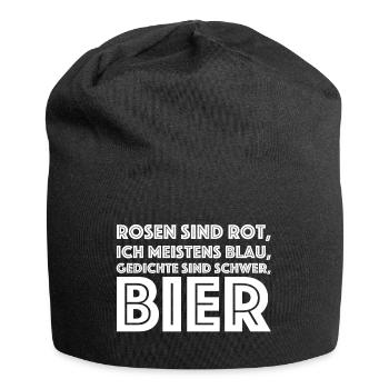 Rosen sind rot | Gedicht, Bier, lustige Sprüche - Jersey-Beanie - Schwarz - Vorne